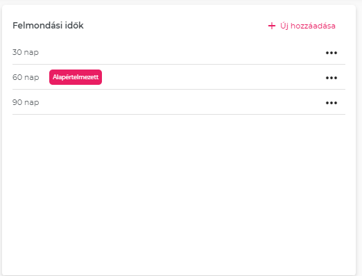 "Felmondási idők"