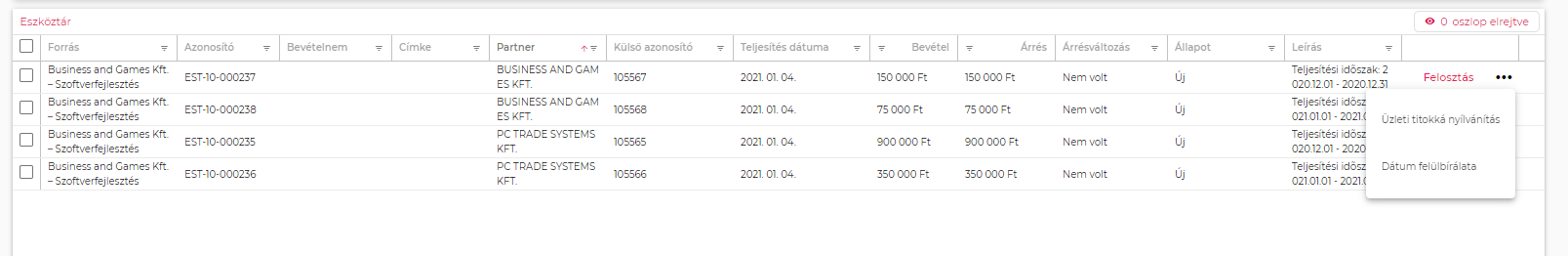 "Üzleti titokká nyílvánítás"