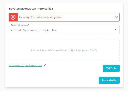 "csv formátum érvenytelen"