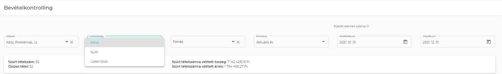 Bevételkontrolling - Europroof Start Felhasználói Segédlet