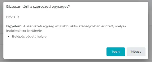 "Szervezeti egység törlése"