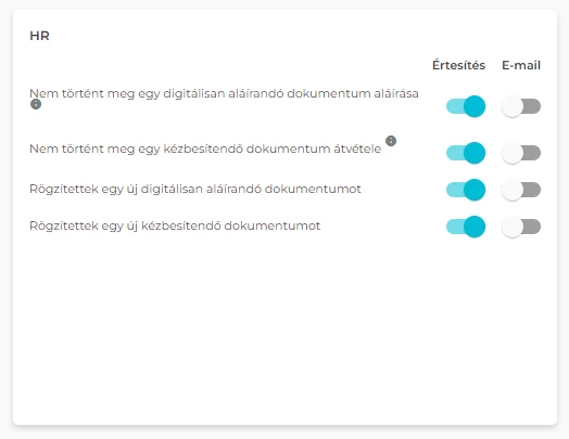 "HR értesítések"
