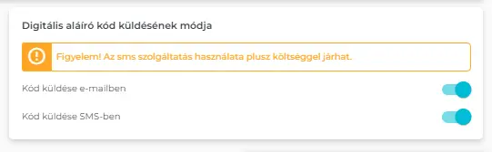 "aláírási kód küldés beállítása"